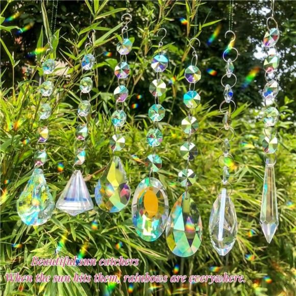 Sun Catchers with Crystals, 7 Pcs Hanging Crystals Suncatchers for Windows - Picture 4 of 6